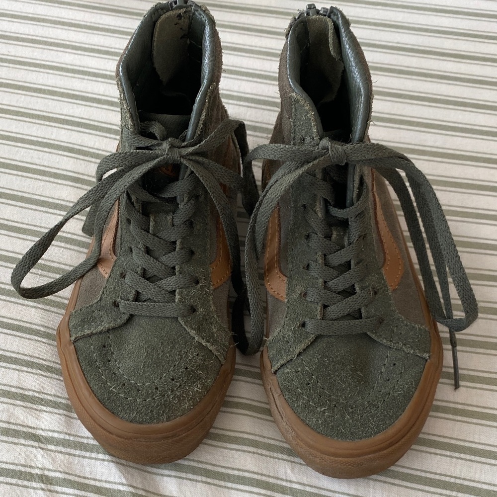 Vans Kids High-Top Sneakers in Olive and Brown